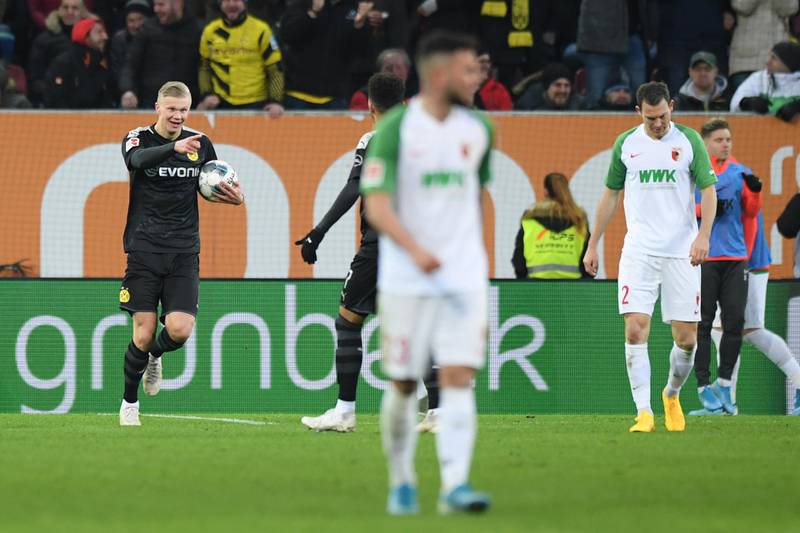 Erling Haaland of Borussia Dortmund celebrates after scoring his team's second goal. Getty Images