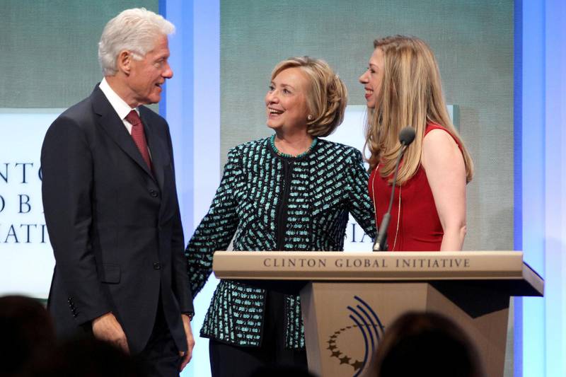 Bill Clinton, Hilary Clinton and Chelsea Clinton attend the 2013 Clinton Global Initiative in New York City.