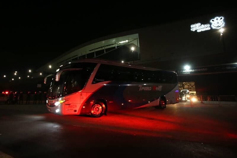 The bus with Argentina players on board leaves the stadium. Getty