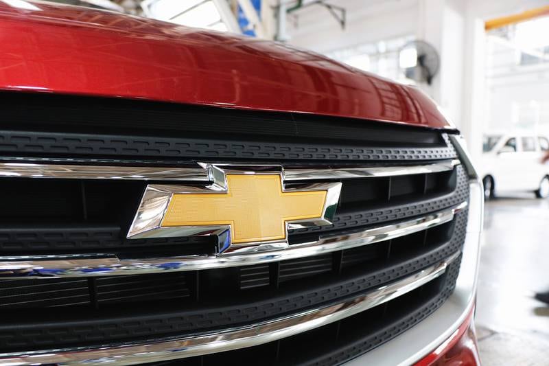 Chevrolet's gold cross, freshly added on the production line.