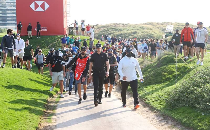 Thomas Pieters makes his way to the 16th tee. Getty