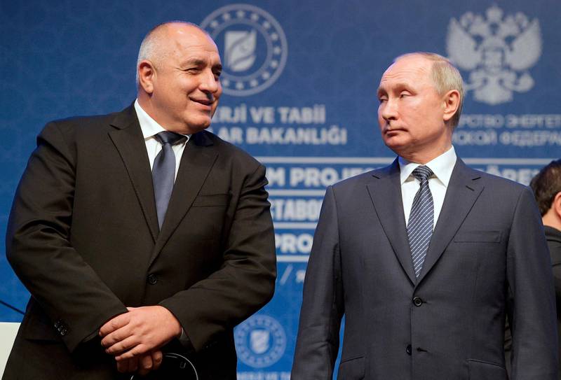 Russia's President Vladimir Putin, right, listens to Bulgaria's Prime Minister Boyko Borisov at the inauguration of the TurkStream pipeline ceremony in Istanbul. AP Photo
