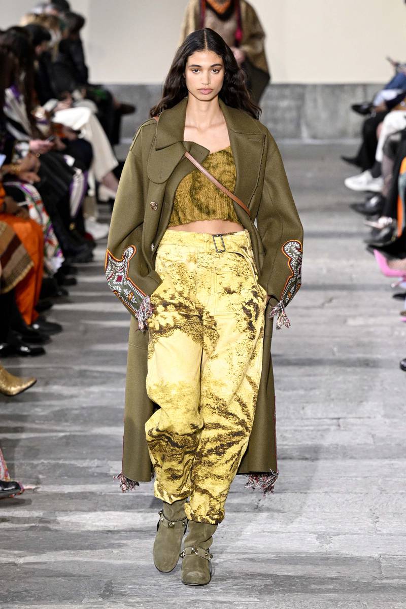 Malika El-Maslouhi walks the runway at the Milan Fashion Week on February 25, 2022. Photo: Getty Images
