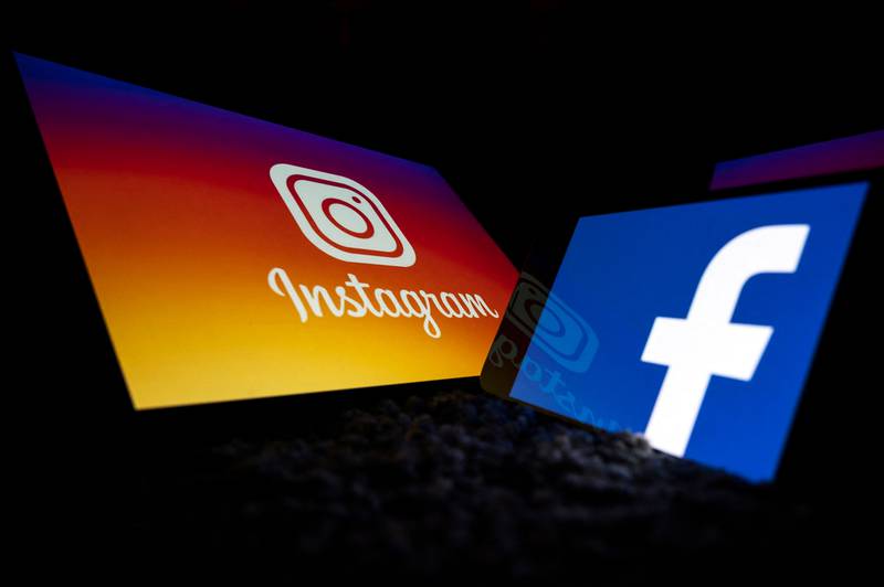 The logos of Facebook and Instagram. Parent company Meta is working on a Mastodon-style app that will carry Instagram's branding. AFP