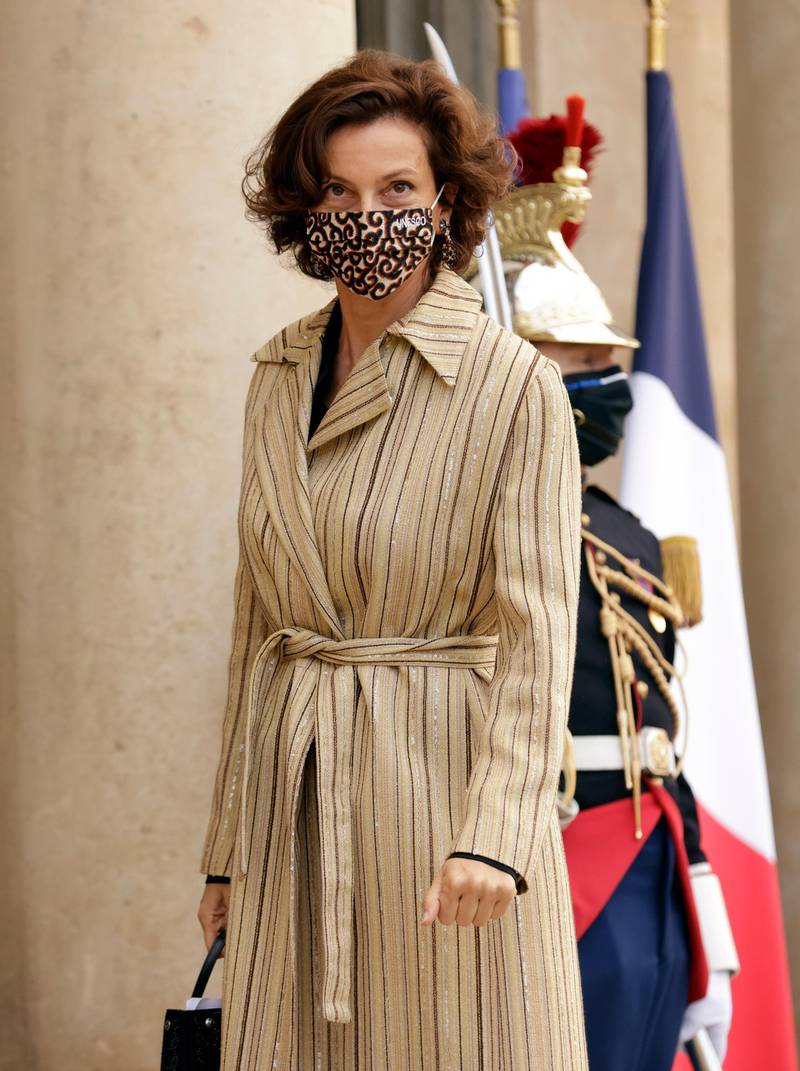 UNESCO Director General Audrey Azoulay arrives for a dinner at the Elysee Palace folowing a summit on the African Economy financing in Paris, France. EPA