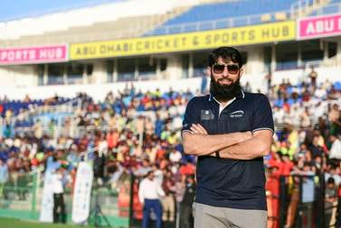 Misbah ul Haq, ehemaliger pakistanischer Cricket-Kapitän und Trainer im Zayed Cricket Stadium, Abu Dhabi.  Khushnum Bhandari / The National