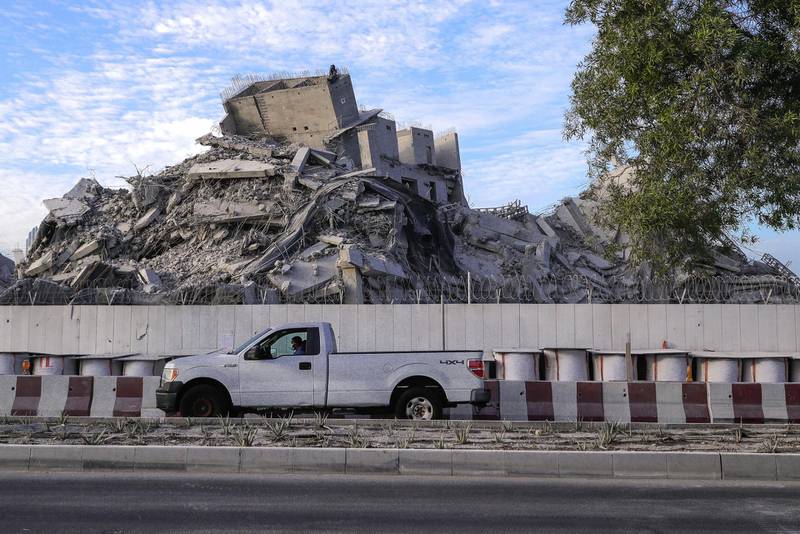 Abu Dhabi, United Arab Emirates, November 28, 2020.  The surrounding areas the morning after the demolition of the Mina Zayed Plaza. Victor Besa/The NationalSection:  National News