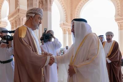 Sultan Haitham receives Sheikh Dr Sultan, who is also a Supreme Council Member