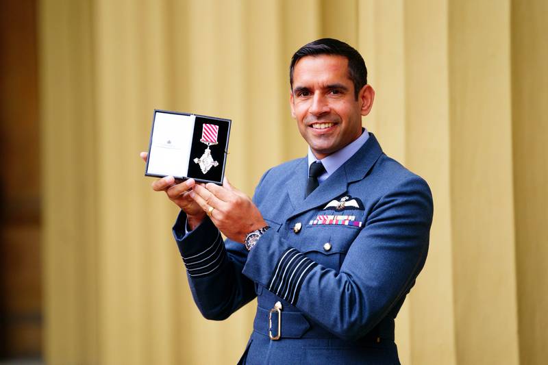 Group Captain Kevin Latchman of the Royal Air Force after being decorated with the Air Force Cross for leadership and bravery. PA