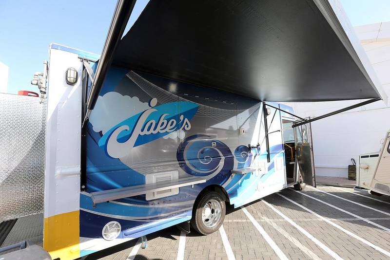 Jake’s sells bagel burgers in Dubai. The Food Truck – the company behind the mobile outlet – has plans to launch several more over the coming months. Satish Kumar / The National 