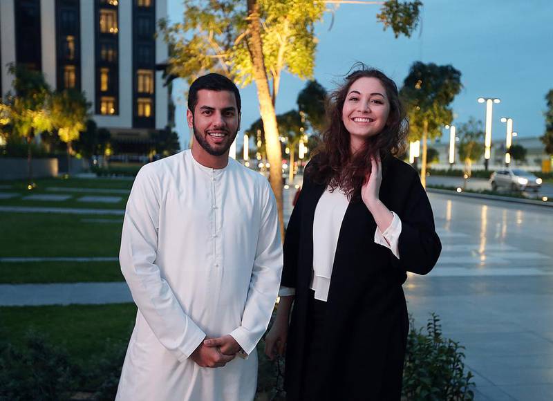 Emirati Rashed Al Hammadi, pictured with filmmaker Sara Sherbaji, who is producing a documentary about mental health, had to give up treatment because of the lack of facilities near to him and he has also had to give up his lifelong dream of becoming a pilot. Satish Kumar / The National