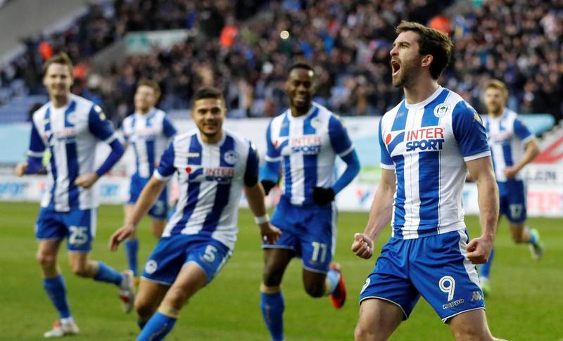 Soccer Football - FA Cup Fourth Round - Wigan Athletic vs West Ham United - DW Stadium, Wigan, Britain - January 27, 2018   Wigan Athletic’s Will Grigg celebrates scoring their second goal        Action Images via Reuters/Carl Recine     TPX IMAGES OF THE DAY