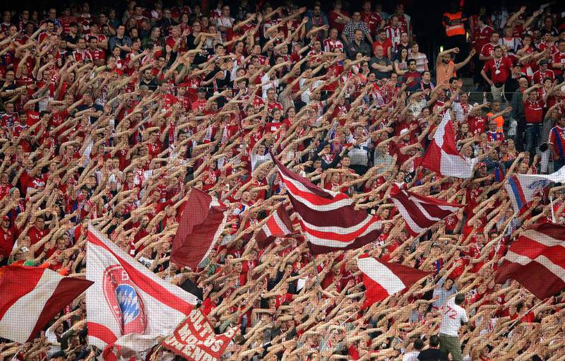 Bayern Munich fans show their support at the Allianz Arena on Tuesday night during the Champions League semi-final second leg against Barcelona. Adam Pretty / Bongarts / Getty Images