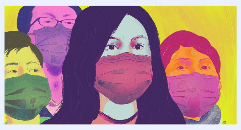 Illustrator Stephanie Belbin says she was moved by the image of the medical workers on strike in Hong Kong. Courtesy Stephanie Belbin / @sbg_illustration