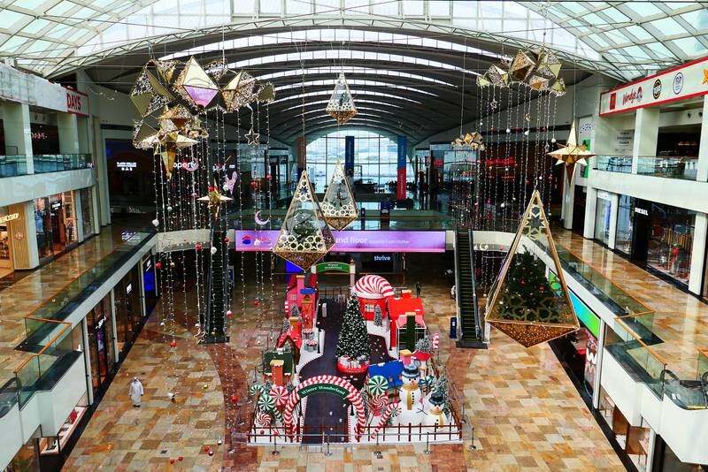 A view of the festive atrium at Dubai Festival City Mall. Pawan Singh / The National