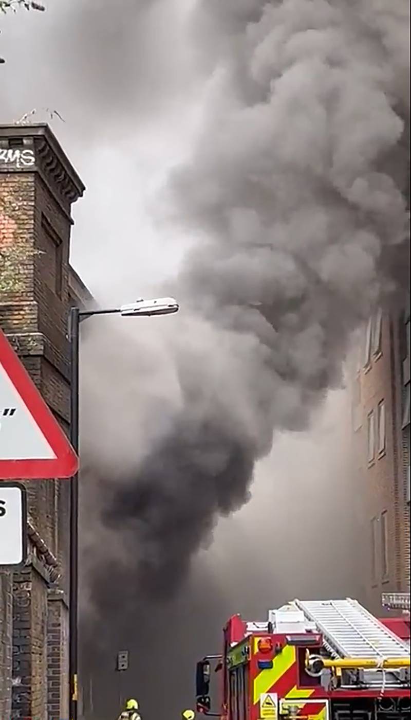 Footage posted on social media showed thick black smoke rising above the station. PA