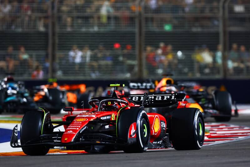 Ferrari's Carlos Sainz drove a superb tactical race on route to winning the Singapore GP. Getty 