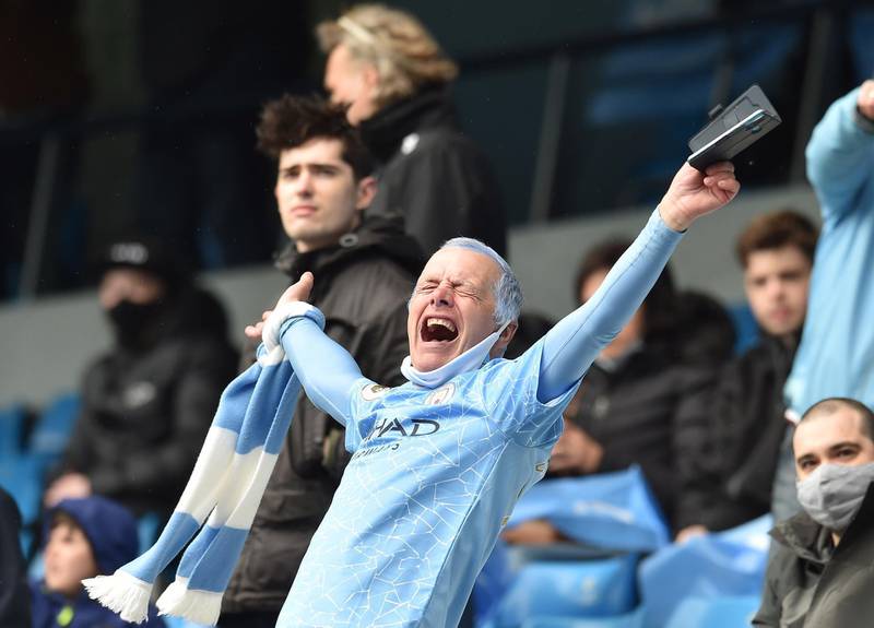 Manchester City fans had a day to remember at the Etihad Stadium. EPA