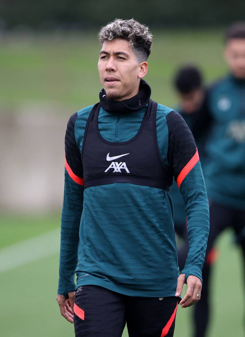 Liverpool's Roberto Firmino during training. Reuters