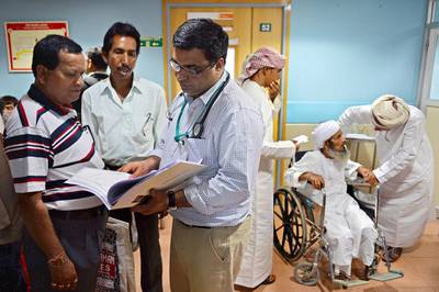 A hospital in Chennai caters to patients, including a group of men from Oman who have journeyed there for a consultation with orthopaedic specialists. Manjunath Kiran / AFP