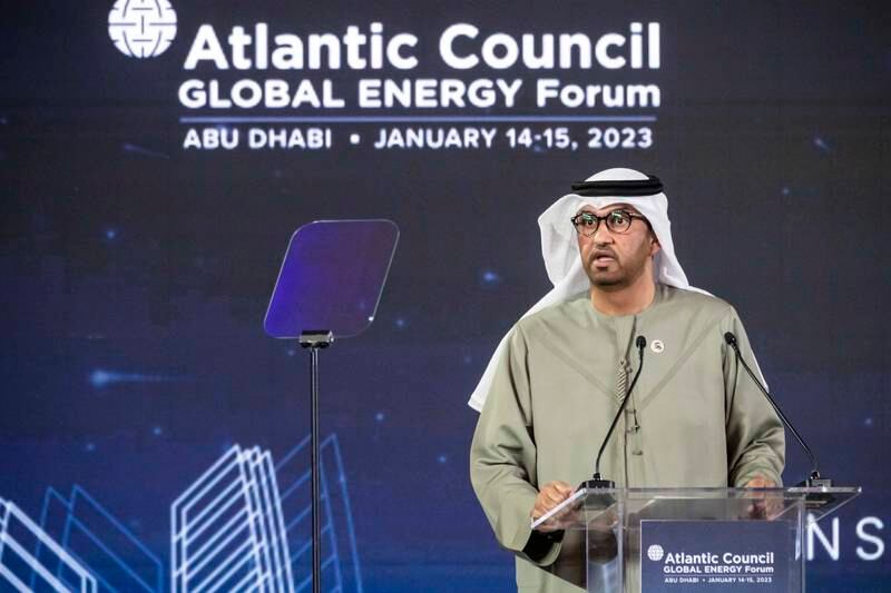 Dr Sultan Al Jaber, President-designate of Cop28, told the Atlantic Council Global Energy Forum that the world will require 'transformational' progress to meet net-zero targets. All photos: Antonie Robertson / The National