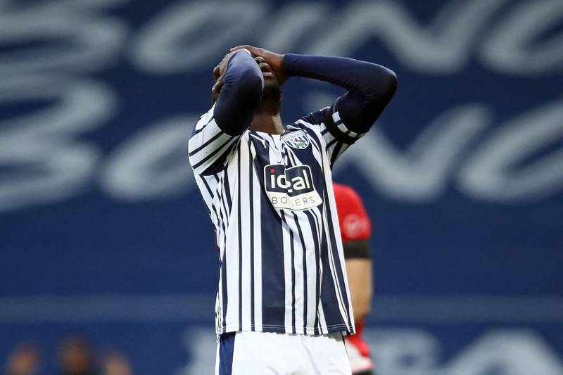West Bromwich Albion's Senegalese striker Mbaye Diagne reacts to missed chance. AFP