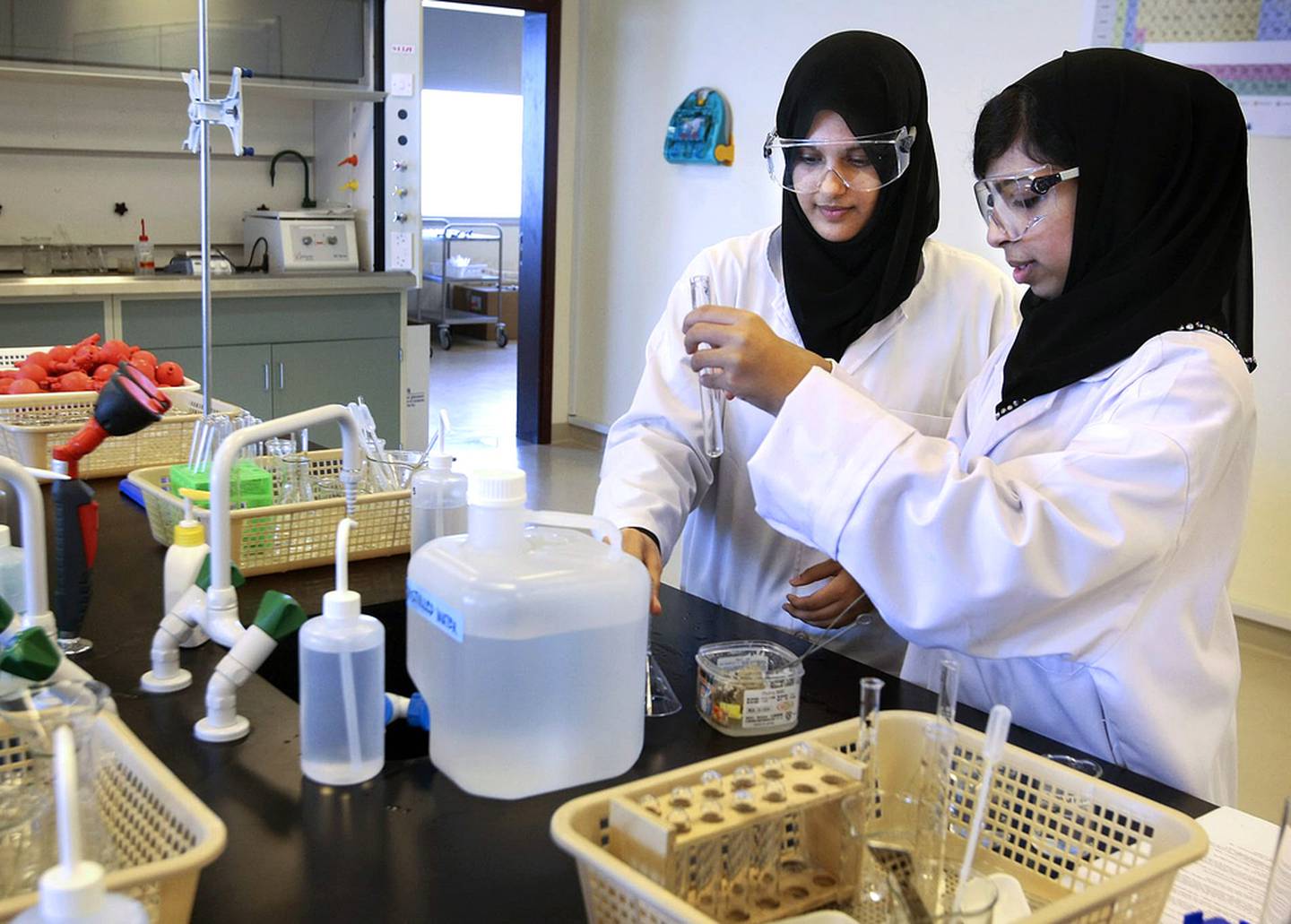 Abu Dhabi’s dedicated women’s college for petroleum engineering at the Petroleum Institute and its MIT-affiliated clean technology university, the Masdar Institute. Delores Johnson / The National