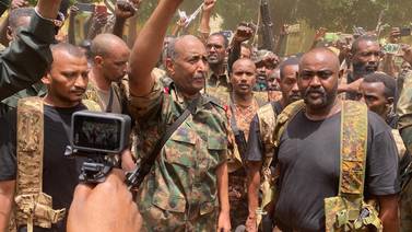 Army chief Gen Abdel Fattah Al Burhan on a visit to military positions in Khartoum. AFP
