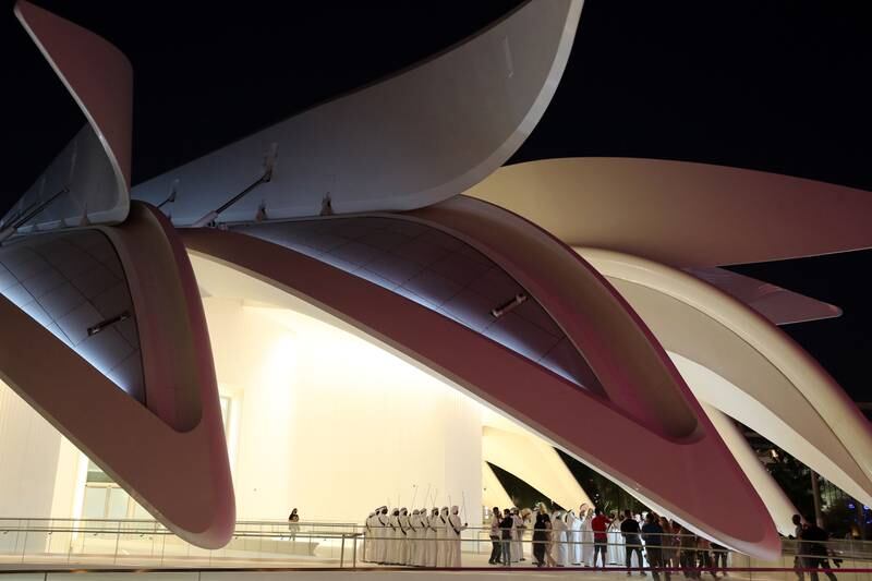 Emirati singers perform at the UAE pavilion. Chris Whiteoak / The National
