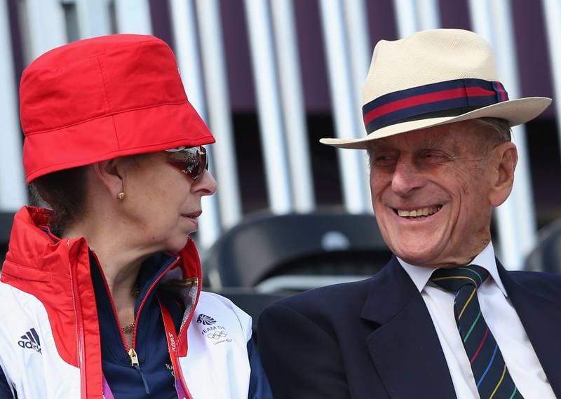 Princess Anne and Prince Philip watching the Dressage Equestrian event of the London 2012 Olympic Games.
