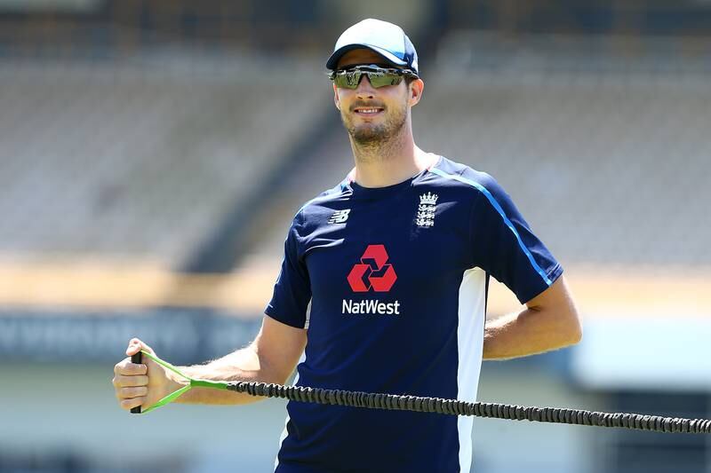 PERTH, AUSTRALIA - OCTOBER 31:  Steven Finn of England warms up during an England training session at the WACA on October 31, 2017 in Perth, Australia. England are in Perth ahead of their opening tour match.  (Photo by Paul Kane/Getty Images)