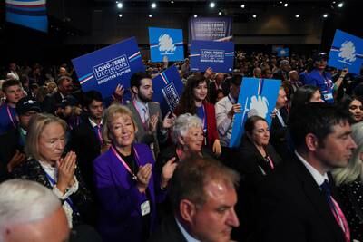MP Andrea Leadsom, second left, on the final day of the Conservative Party Conference. Getty Images