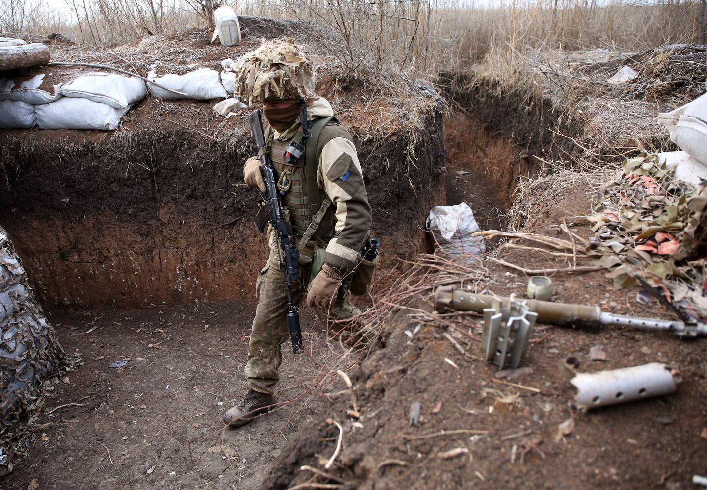 A Ukrainian serviceman on the front line with Russia-backed separatists in the Donetsk region of eastern Ukraine. AFP