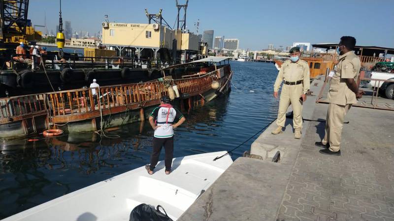 Dubai Police helped rescue a floating restaurant which nearly sank. Courtesy, Dubai Police