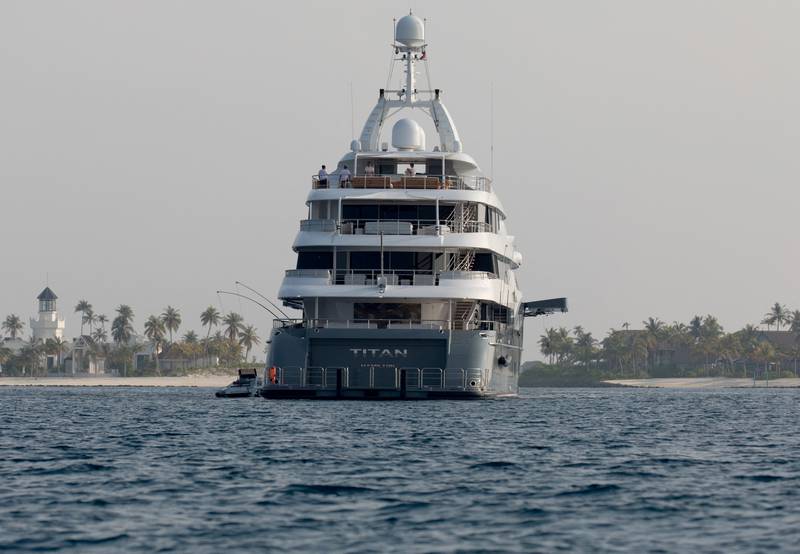 Titan superyacht owned by Russia's Alexander Abramov is seen in the waters of the Indian Ocean near Male, Maldives. Reuters