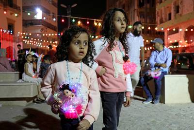 Children gather to celebrate Prophet Mohammed's birthday.
