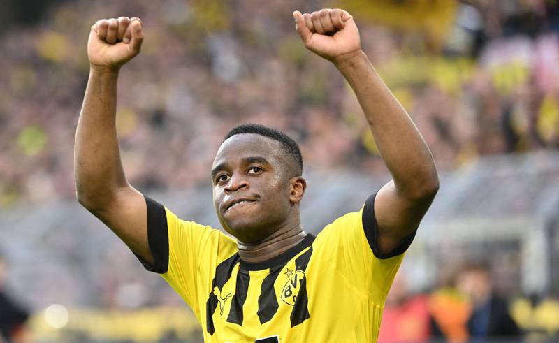 Youssoufa Moukoko earns £41,000 a week at  Borussia Dortmund. AFP
