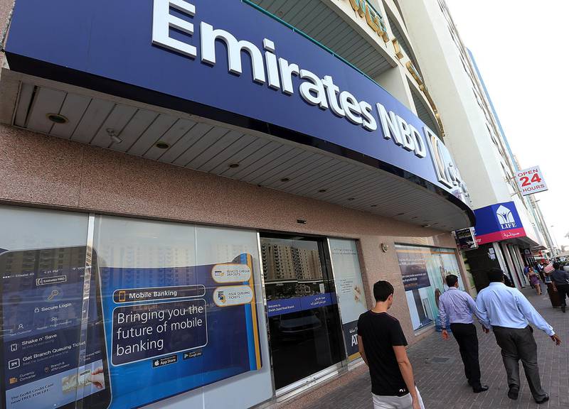 Dubai, United Arab Emirates-May, 10,2016: Emirates NBD bank  branch on Sheikh Zayed road  in Dubai . ( Satish Kumar / The National  ) 
ID No: 93614
Section: Business / Stock *** Local Caption ***  SK-Banks-10052016-014.jpg