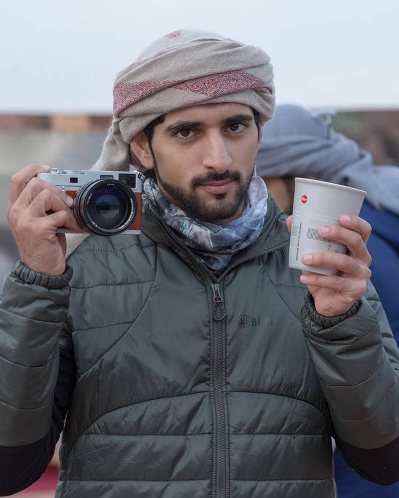 Sheikh Hamdan shows off one of his cameras.