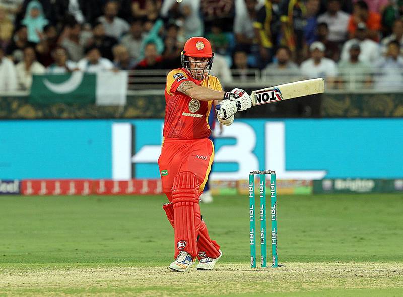 Dubai, March 18, 2018: Luke Ronchi of Islamabad United in action against  Karachi Kings during the PSL match at the Dubai International  Stadium in Dubai. Satish Kumar for the National/ Story by Paul Radley