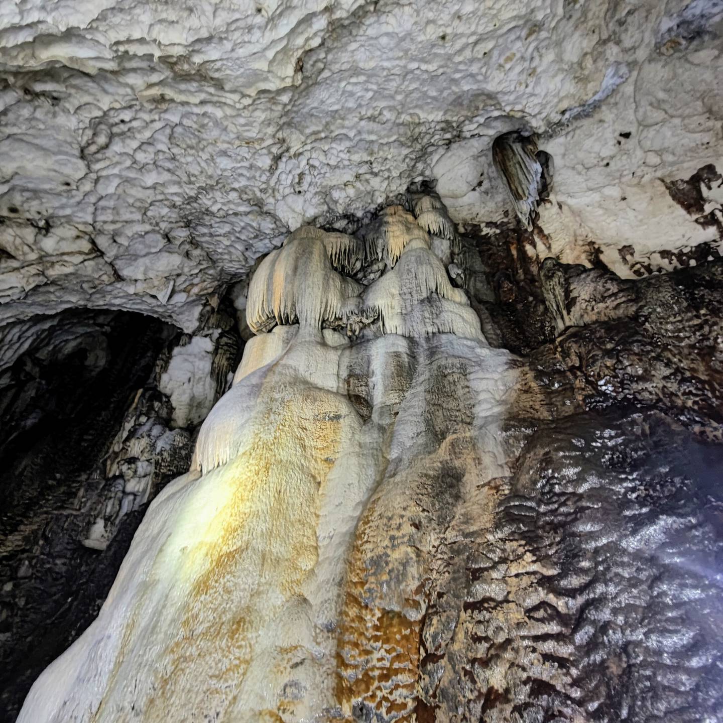 Stalactites and stalagmites in the cave system. Photo: Kalpana Sunder