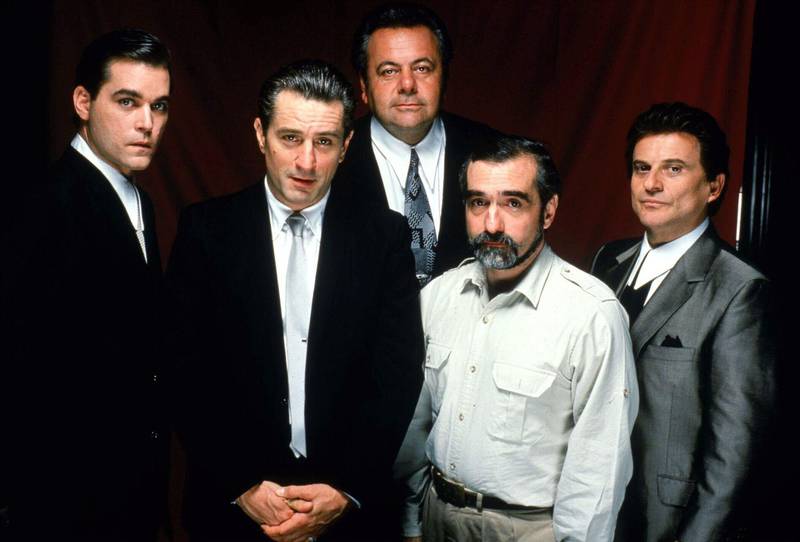 A publicity photo of Robert De Niro, Paul Sorvino, Martin Scorsese, Joe Pesci and Ray Liotta of "Godfellas" (Courtesy: Warner Bros.) *** Local Caption ***  al26mr-crowns-goodfellas.jpg