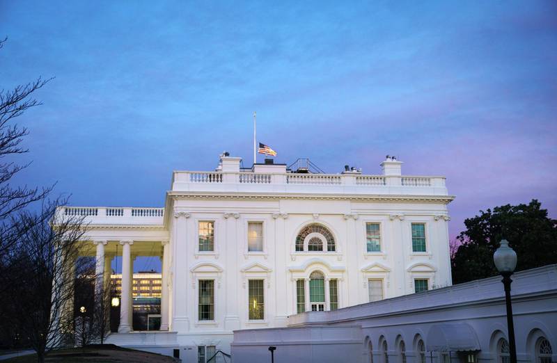 The White House is seen as the sun sets in Washington, DC on February 8, 2019. (Photo by MANDEL NGAN / AFP)