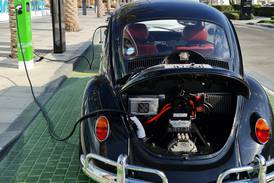 A 1991 Volkswagen Beetle retrofitted with an EV engine by UAE start-up Fuse, in Dubai Design District. Photo: Fuse