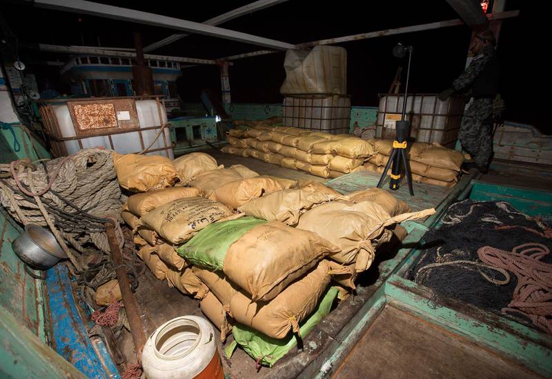 Parcels of seized narcotics lay on the deck of the smuggling vessel as HMAS Warramunga’s boarding team conduct an illicit cargo seizure during operations in the Middle East. *** Local Caption *** HMAS Warramunga intercepted and boarded a suspect vessel in international waters in the Arabian Sea on 03 January 2018 around 0830 (AEDT) with the support of a UK Royal Navy helicopter, seizing more than 3.5 tonnes of hashish, estimated to be valued at more than AUD$180 million. The operation was planned by the Combined Maritime Forces’ (CMF) Combined Task Force 150 (CTF-150) which is commanded by Australia and supported by a combined Australian-Canadian staff.

Warramunga is deployed on Operation MANITOU, supporting international efforts to promote maritime security, stability and prosperity in the Middle East region (MER).  

Warramunga routinely supports CMF operations. The CMF is a 32-nation partnership focused on defeating terrorism, preventing piracy, encouraging regional cooperation and promoting a safe maritime environment.

Warramunga is on her third deployment to the MER and is the 66th rotation of a Royal Australian Navy vessel to the region since 1990.