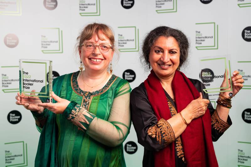 Translator Daisy Rockwell, left, and author Geetanjali Shree at the 2022 International Booker Prize ceremony in London. Photo: David Parry
