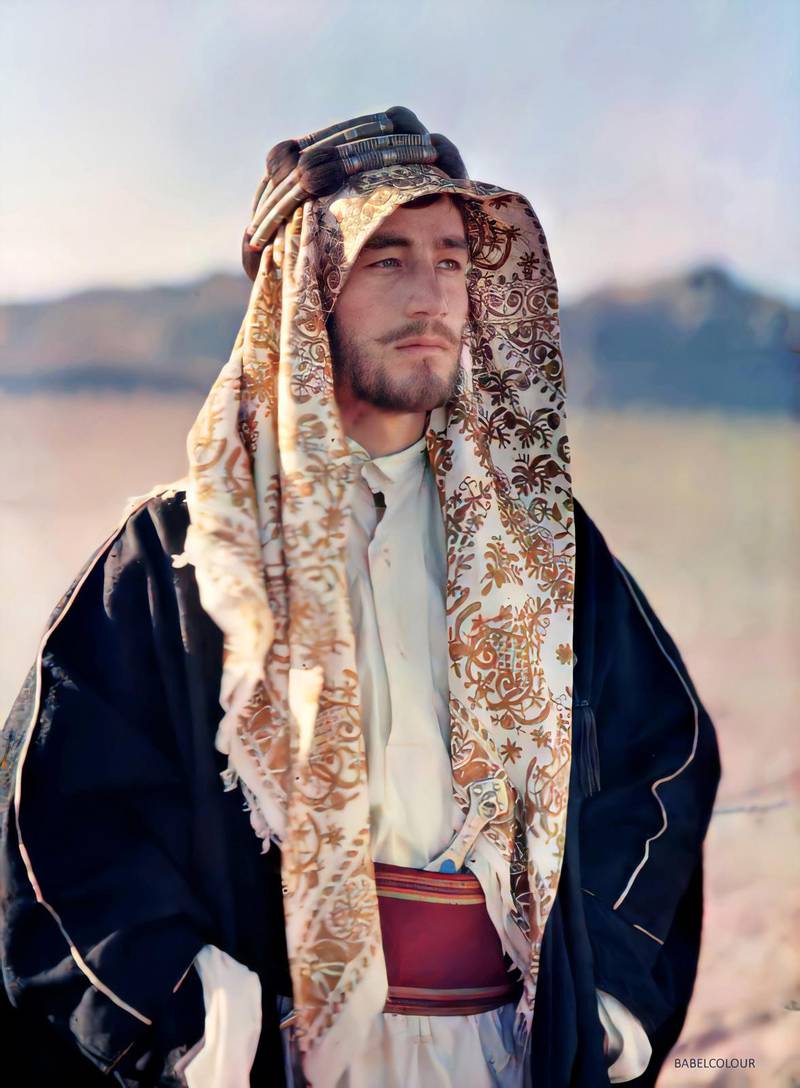 Fayz Bey el Azm, companion of Prince Faisal, taken by Paul Castelnau on March 2, 1918 in Jordan. Paul Castelnau, BabelColour