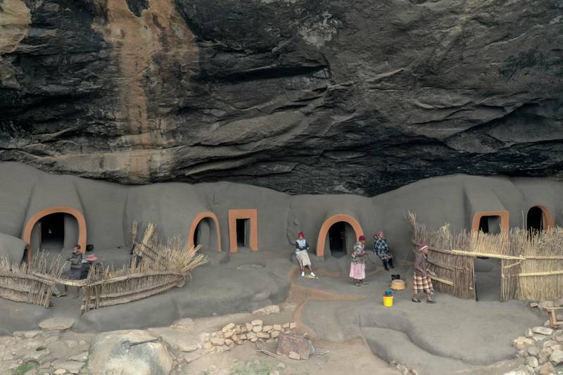 The Kome Caves in the district of Berea, Lesotho. The caves are a mud dwelling that originally served as a hideout for the clans during 18th century wars. AFP