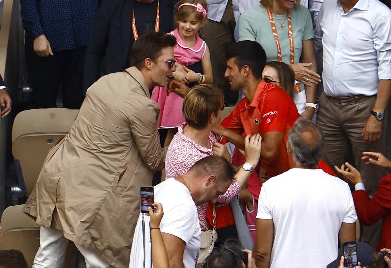 Kylian Mbappe, Tom Brady and other celebrities watch Novak Djokovic's