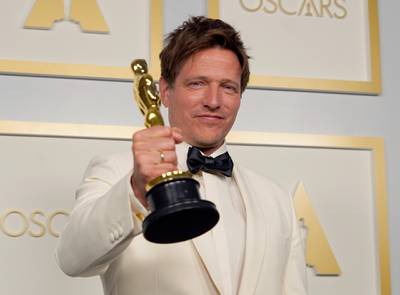 International Feature Film: Thomas Vinterberg, for 'Another Round', poses in the press room at the Oscars on Sunday, April 25, 2021, at Union Station in Los Angeles. Reuters